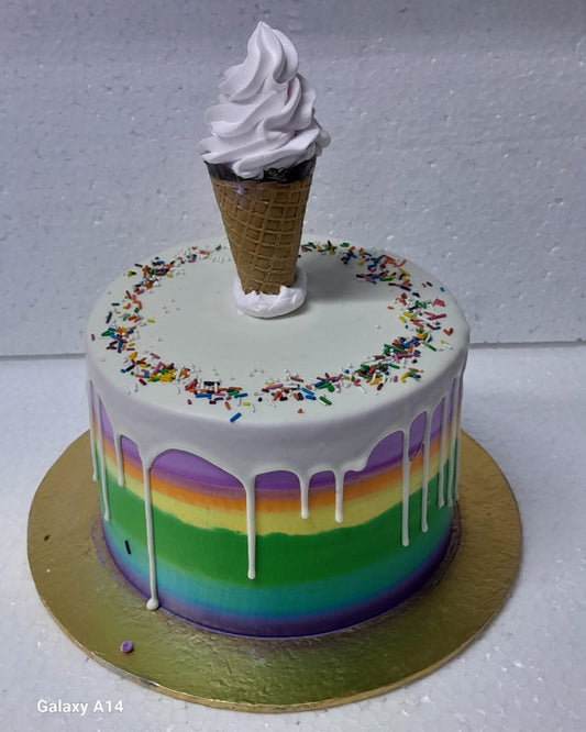 Rainbow Ice Cream Drip Cake – 3 Lbs