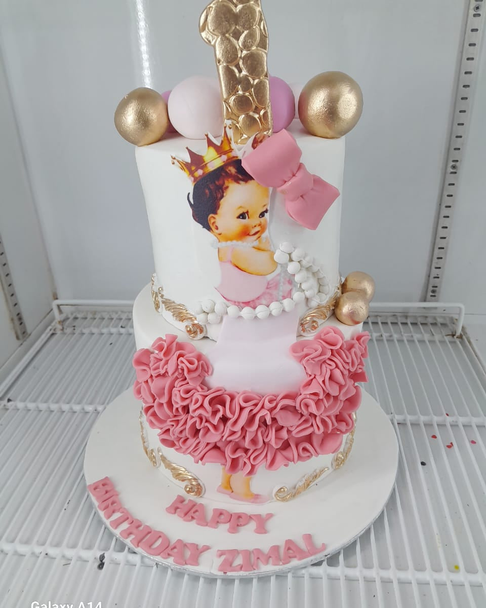 Royal Princess 1st Birthday 2-Tier Cake – 10 Lbs