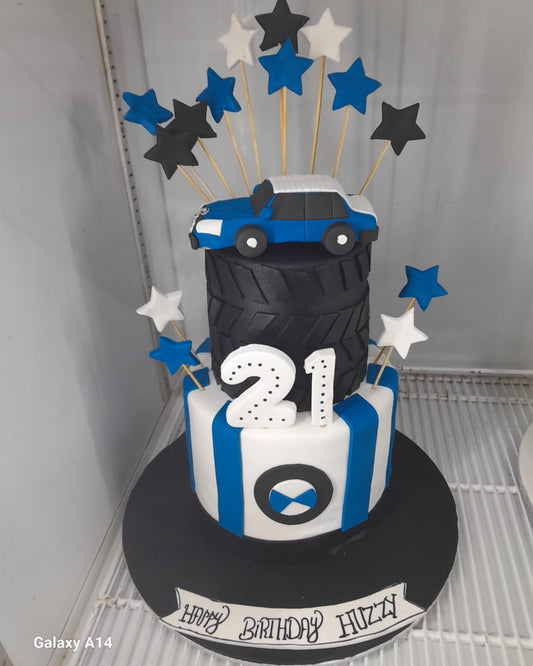 BMW Racing Star 2-Tier Birthday Cake – 10 Lbs