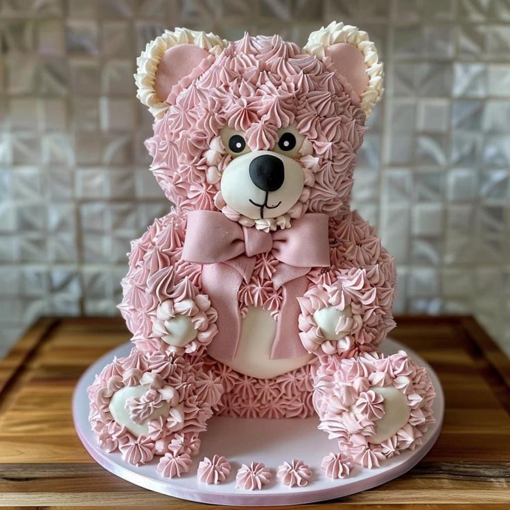 Pink Shaggy 3D Teddy Bear Party Cake – 8 Lbs